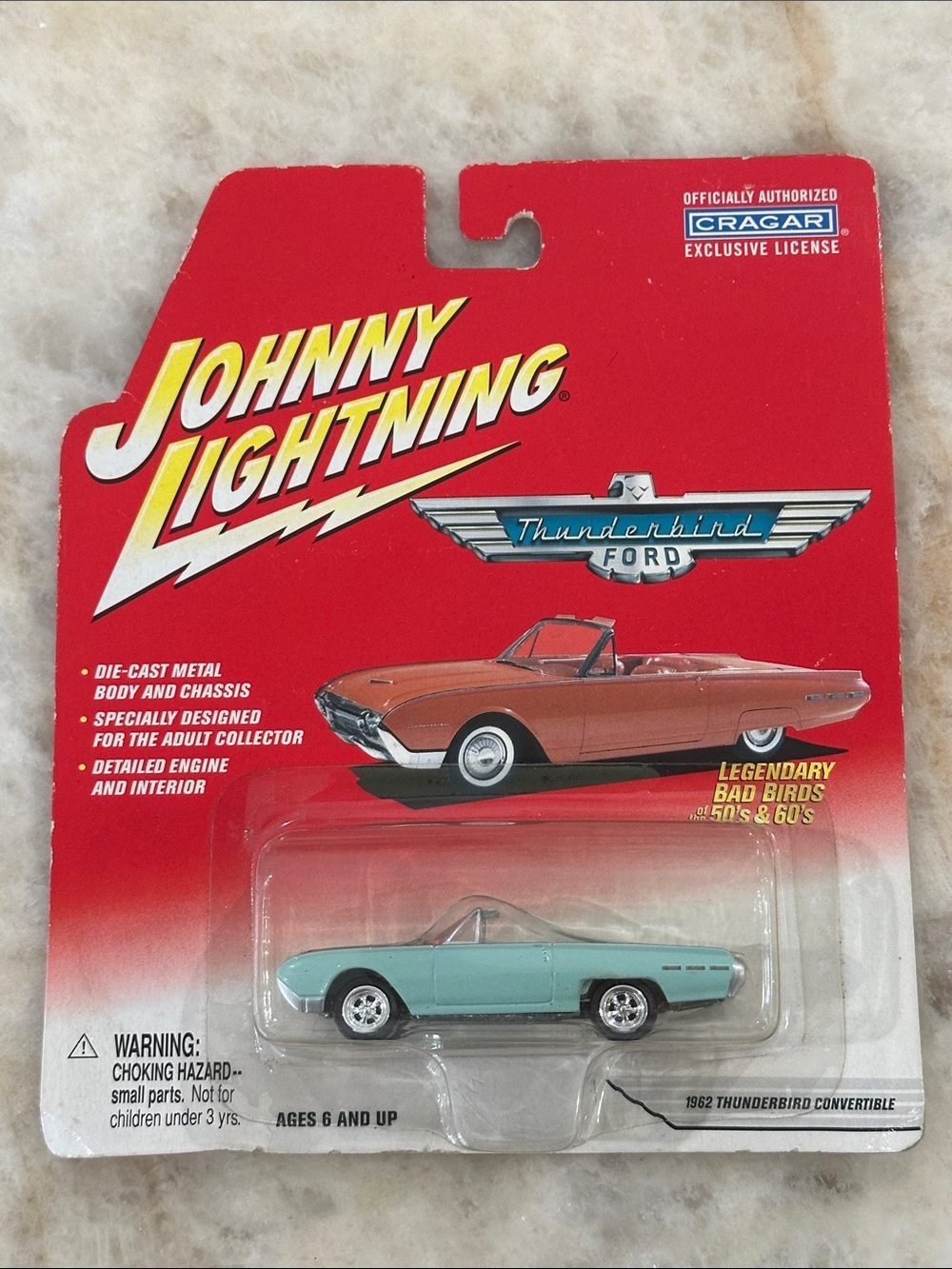 Johnny Lightning 1962 Thunderbird Convertible Toy Car - Light Blue